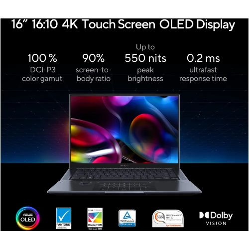 ASUS ZENBOOK PRO 14 DUO OLED UX8402VU-MZ551WS,13TH GENERATION INTEL CORE I5 –13500H PROCESSOR , 16GB RAM , 1 TB  SSD, 14.5" 2.8K OLED, NVIDIA GEFORCE RTX 4050, BACKLIT CHICLET KEYBOARD, WINDOWS 11 HOME, MSOFFICE HOME & STUDENT 2021,TECH BLACK COLOR.