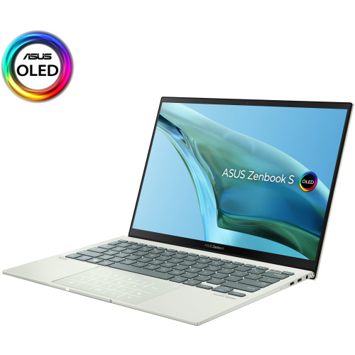 ASUS ZENBOOK S13 OLED UM5302TA-LX502WS, AMD RYZEN™ 5 6600U PROCESSOR , 16GB RAM , 512 GB SSD ,13.3" OLED, AMD RADEON™  GRAPHICS, BACKLIT CHICLET KEYBOARD, FINGER PRINT READER, WINDOWS 11 HOME, MSOFFICE HOME & STUDENT 2021, AQUA CELADON COLOR.