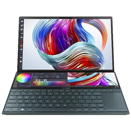 ASUS ZENBOOK DUO U14 UX482EG-KA711WS,11TH GENERATION INTEL CORE I7 –1165G7 PROCESSOR , 16GB RAM , 1 TB SSD, 14" FHD IPS, NVIDIA® GEFORCE® MX450 GRAPHICS, BACKLIT CHICLET KEYBOARD, WINDOWS 11 HOME, MSOFFICE HOME & STUDENT 2021, CELESTIAL BLUE COLOR.