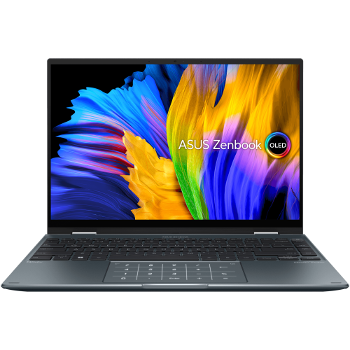 ASUS ZENBOOK 14 FLIP OLED UP5401ZA-KN701WS THIN AND LIGHT LAPTOP, INTEL CORE I7-12700H PROCESSOR,16GB RAM, 512 GB SSD, 14" OLED, INTEL IRIS XE GRAPHICS ,BACKLIT CHICLET KEYBOARD, WINDOWS 11 HOME, MSOFFICE HOME & STUDENT 2021, PINE GREY COLOR.