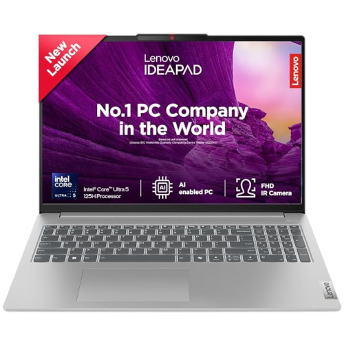 LENOVO IDEAPAD SLIM 5 CORE ULTRA 5 125H BUILT-IN AI 16" (40.6CM) WUXGA-IPS 300NITS THIN & LIGHT LAPTOP (16GB/1TB SSD/WIN 11/OFFICE 21/FHD+IR CAMERA/ALEXA/3 MONTH GAMEPASS/GREY/1.8KG), 83DC0003IN